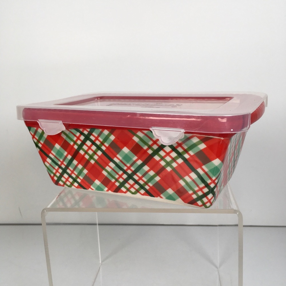 Temptations Mini Loaf Pan with Lid Plaid
